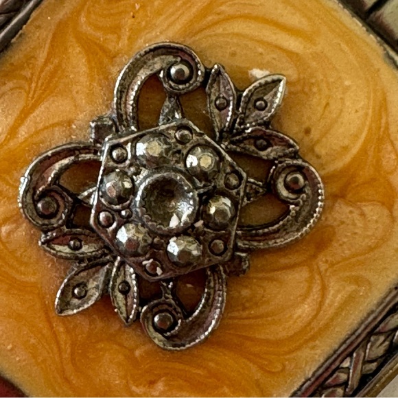 Vintage Mid Century Modern Silver and Enamel Brooch Pin - Picture 3 of 7